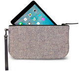Purple Herringbone Small Wristlet Clutch Open View