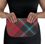 German American Tartan Suede Clutch Bag Held View