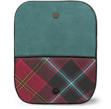 German American Tartan Suede Clutch Bag Open View
