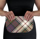 MacDonald Tartan Suede Clutch Bag Held View