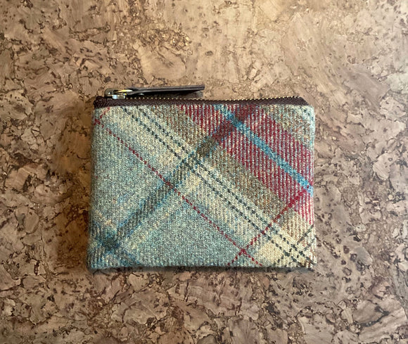 Brown and green wool purse front view