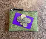 Green Harris Tweed Purse with Card and Coins