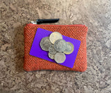 Orange Harris Tweed Purse with Card and Coins