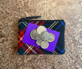 Stewart Black Tartan Purse with Card and Coins