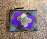 Brown and Blue Tartan Purse With Card and coins