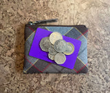 Brown and Yellow Tartan Purse with Card and Coins