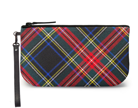 Stewart Black Tartan Small Wristlet Clutch Feature Image