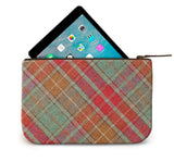 Autumn Tartan Leather iPad Case Open View