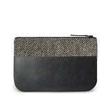 Black White Harris Tweed Leather iPad Case Back View