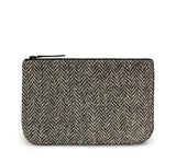 Black White Harris Tweed Leather iPad Case Front View