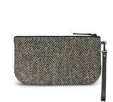 Black White Harris Tweed Small Wristlet Clutch Back View