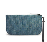 Blue Harris Tweed Small Wristlet Clutch Back View