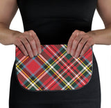 Bonnie Prince Charlie Tartan Suede Clutch Bag Held View