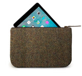 Brown Harris Tweed Leather iPad Case Open View