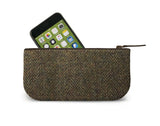 Brown Harris Tweed Mini Clutch Open View