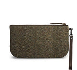 Brown Harris Tweed Small Wristlet Clutch Back Image