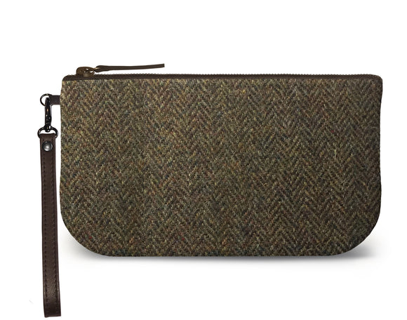 Brown Harris Tweed Small Wristlet Clutch Feature Image