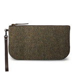 Brown Harris Tweed Small Wristlet Clutch Front Image