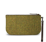 Green Harris Tweed Small Wristlet Clutch Back View