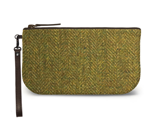 Green Harris Tweed Small Wristlet Clutch Feature Image