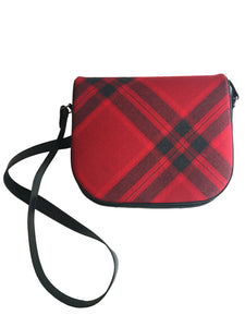 Mary Queen of Scots Tartan and Leather Shoulder Bag Front View