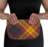 MacMillian Tartan Suede Clutch Bag Held View