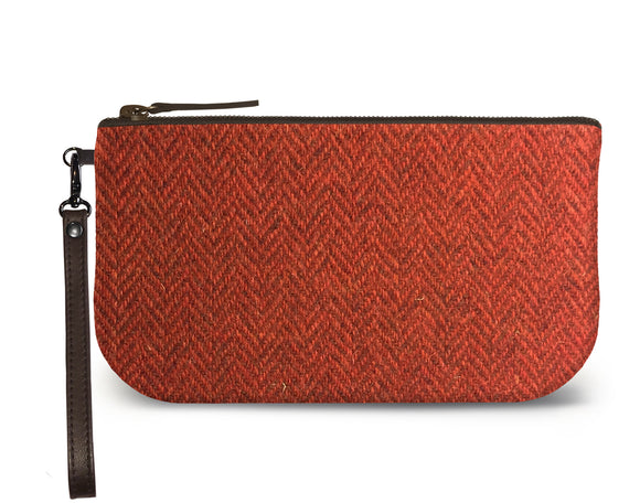 Orange Harris Tweed Small Wristlet Clutch Feature Image