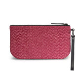 Pink Harris Tweed Small Wristlet Clutch Back View