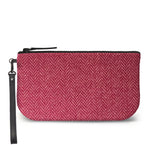 Pink Harris Tweed Small Wristlet Clutch Front View