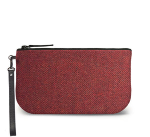 Red Tweed Small Wristlet Clutch Front View